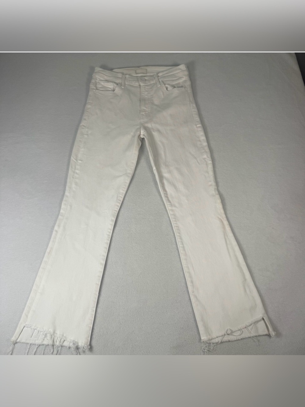Mother The Insider Crop Step Fray Women's White Jeans Size 27